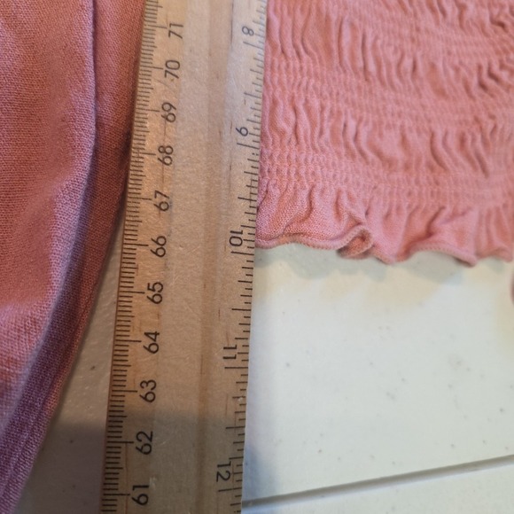 Forever 21 Womens Pink Cropped‎ Blouse L Corset Tie Front Balloon Sleeve Ruched - Picture 13 of 16